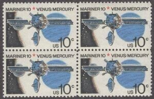 U.S.#1557 Mariner 10, Venus and Mercury 10c Block of 4, MNH.