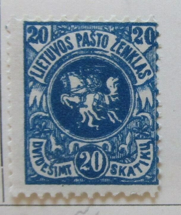 A11P4F3 Litauen Lituanie Lithuania 1919 Wmk Wavy Lines 20sk White Paper MH*