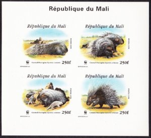 Mali WWF Crested Porcupine De-Luxe Combo Imperf 1998 MNH SC#918 a-d MI#1974-1977