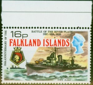 Falkland Islands 1974 16p H.M.S Ajax SG310w Wmk Crown to Right of CA V.F MNH