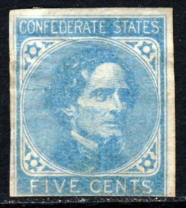 CONFEDERATE STATES (USA) 1862 5c. Blue Jefferson Davis SG 8 MINT 