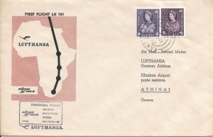 Nairobi, Kenya to Athens, Greece 1962 1st Flight Lufthansa (48982)