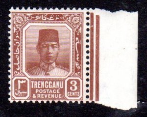 Malaya-Kelantan 1921-38 SC 23, 3c lt. brown MNH marginal copy, scarce, F