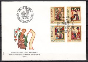 Switzerland, Scott cat. B542-B545. Minnisingers, Art issue. First day cover. ^