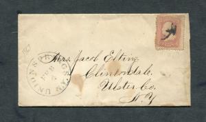 Postal History - Union Springs NY 1867 Serified CDS Cork Killer #65 Cover B0281