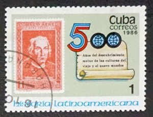 CUBA Sc# 2889  LATIN AMERICAN HISTORY   1c 1986  used cto