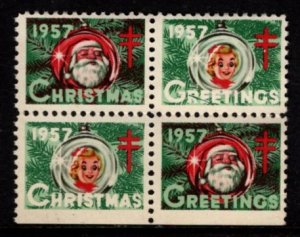 #WX186 Christmas Seal 1957 Block of 4 (Perf 11)  - MNH