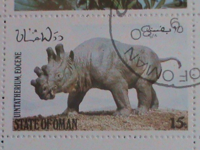 STATE OF OMAN STAMP-1980- -PREHISTORY ANIMALS CTO  S/S SHEET