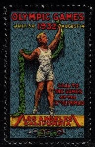1932 US Cinderella Summer Olympic Games Los Angeles California Mint Hinged