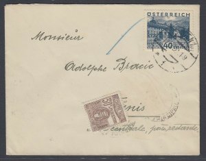 Austria 1930 cover to TUNISIA with 30c Postage Due stamp