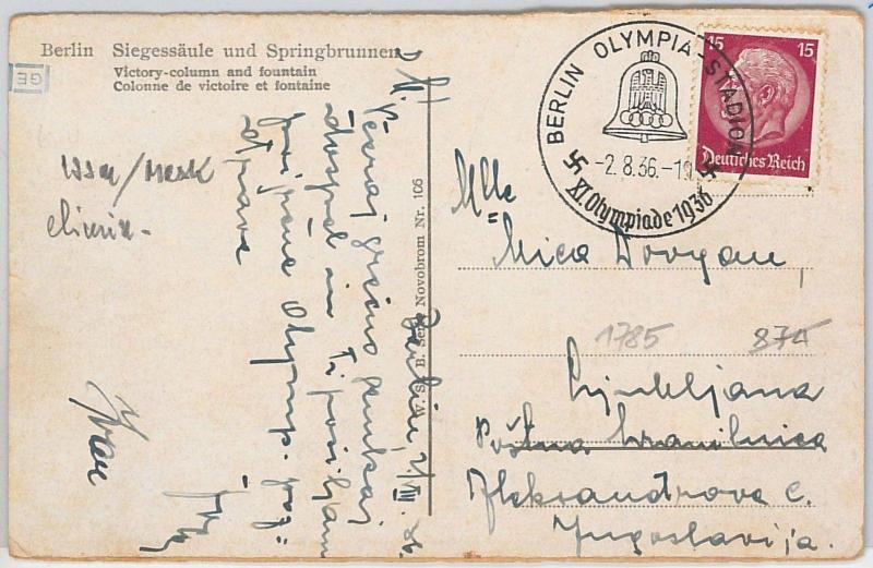 OLYMPIC GAMES  -  POSTAL HISTORY - GERMANY: postcard with special postmark 1936