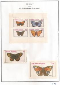 SCOTLAND - GRUNAY - 1982 - Butterflies#1 - Perf 4v, Souv, D/L Sheets - MLH