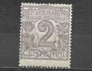 San Marino 1903 Stamp Numeral Definitive 2 Centesimi Mint Flowers 