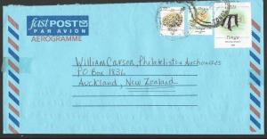 TONGA 1991 formiular airletter to New Zealand, coral, fish shell franking..11841