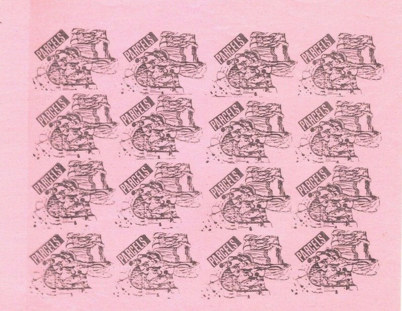 GB STRIKE POST 1971 Black on Pink *PARCELS* Issue Stamp Sheet{16} MNH UMM AA341 