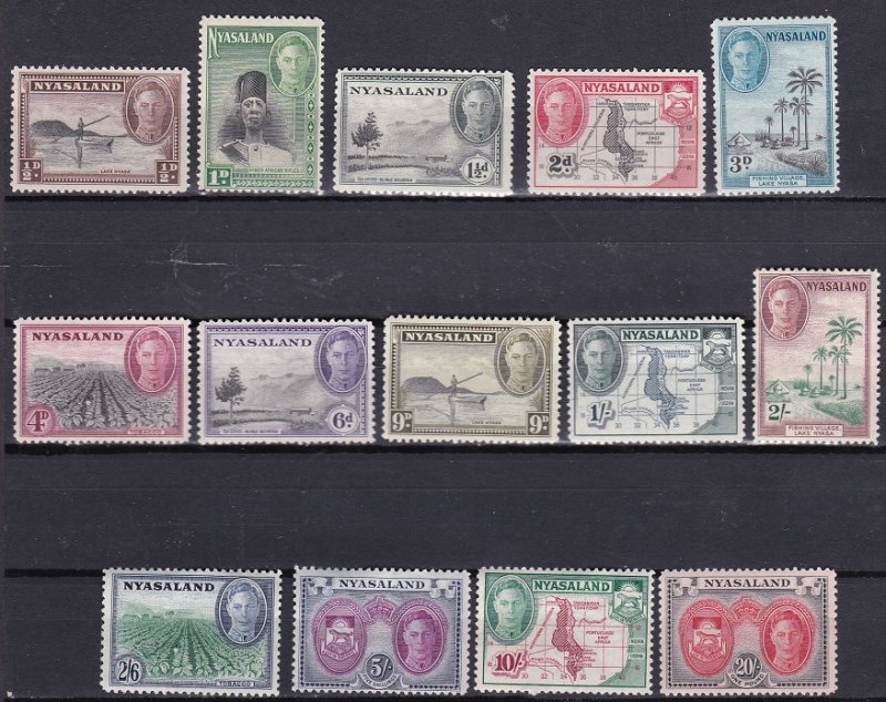 1945 Nyasaland Scott 68-81 King George VI MLH