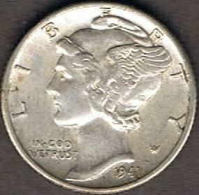 1941-S Winged Liberty Dime Extremely Fine Condition