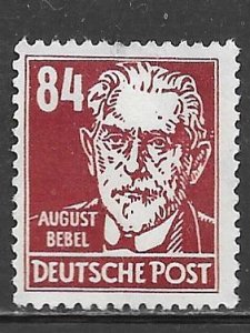 Germany DDR 136: 84pf August Bebel, unused, NG, F-VF