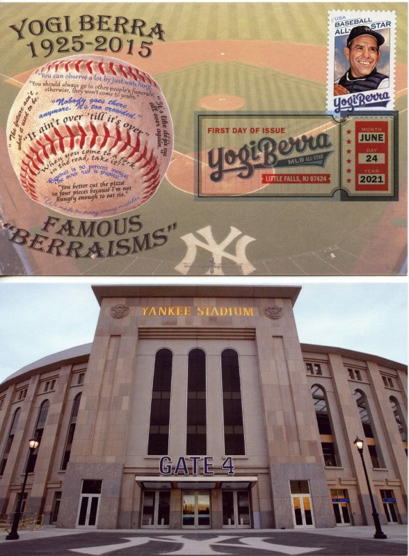 Limited Edition Yogi Berra FDC postcards- both digital and regular cancels NICE!