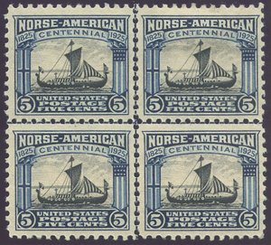 US Scott #621 Mint, VF, HR, Centerline Block of 4