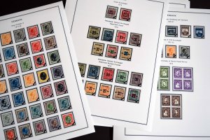 COLOR PRINTED DENMARK [CLASS] 1851-1955 STAMP ALBUM PAGES (27 illustrated pages)