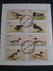 ​STAFFA STAMP 1972 COLORFUL LOVELY WORLD ENDANGER BIRDS-CTO MINI SHEET VF