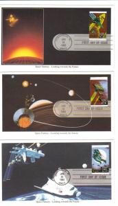 US 2741-45 29c Space Fantasy 5 singles on FDCs Mystic Stamp Cachets ECV $37.50