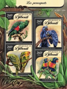 DJIBOUTI 2016 - Parrots /complete set MNH - SH+BL (2 scans)