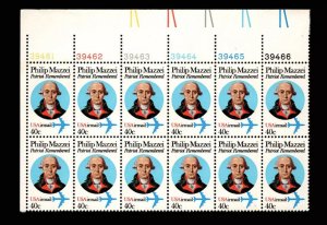 US, Sc #C98, MNH, 1980, 40¢, Plate Block of 12, Philip Mazzei, Patriot