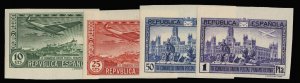 Spain #C63-66, 1931 Pan-American Postal Union, four imperf. singles, lightly ...