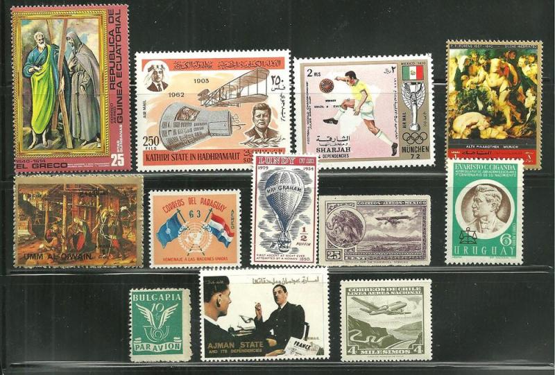 World Wide Air Mail Lot of 12 Different MNH