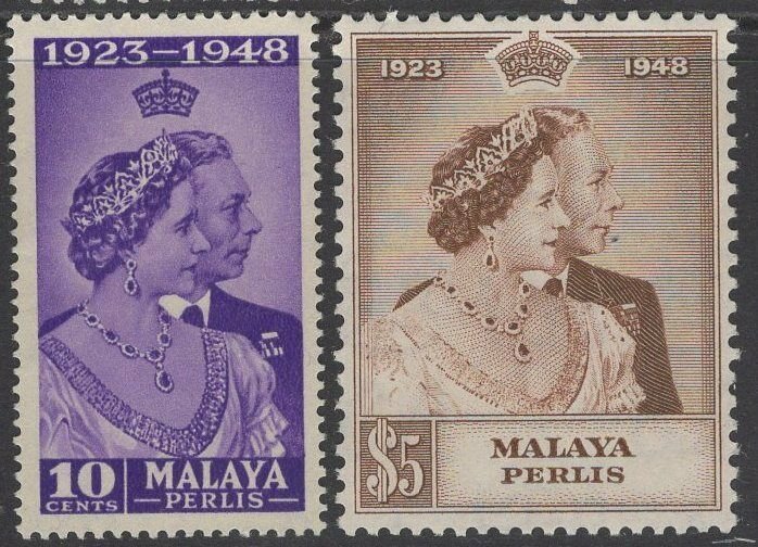 MALAYA PERLIS SG1/2 1948 SILVER WEDDING MTD MINT