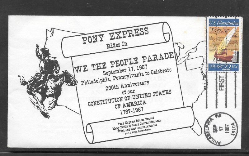 Just Fun Cover #2360 Pony Express 200 Years Anni. of The Constitution (A1094)