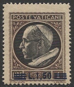 VATICAN CITY Italy 1946  Sc 105 MLH 1.50L / 1L Pope Pius XII