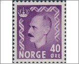 Norway NK 433 King Haakon VII 40 Øre Violet