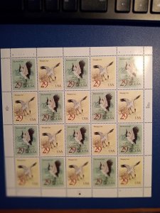 US# 2868, Cranes, Sheet of 20, Unused, (1994)