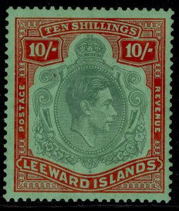 LEEWARD IS GVI SG113, 10s bluish green & deep red/green M MINT. Cat £200. CHALKY