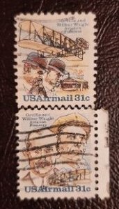 US Scott # c91-c92; Two used 31c Air Mail from 1978-1979; F/VF centering