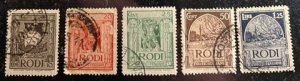 Italian Offices Agean Isl. Rodi Rhodes Scott# 16-18,20-21 Used VF Cat $7.95+