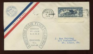 FEB 21 1928 CAM 2  LINDBERGH AIRMAIL COVER CHICAGO TO ST LOUIS