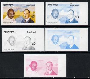 Staffa 1979 Gandhi 10p set of 5 imperf progressive colour...