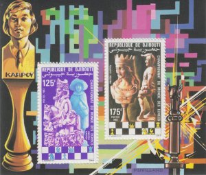 Djibouti MNH Sc 545-46  S/S Mi Bk 59 Value  25 Euro  Chess