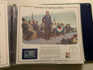 the history of American stamp panel: Lincoln's Gettysburg Address