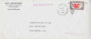 United States Military 6c Bi-color Eagle Air Issue 1941 Miami, Fla., Naval Ai...