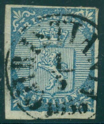 NORWAY #1 (1) 4sk Lion, used w/Christiana town cancel, VF Scott $165.00