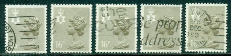 GREAT BRITAIN N. IRELAND SG-NI42, SCOTT # NIMH-28, USED, 5 STAMPS, GREAT PRICE!