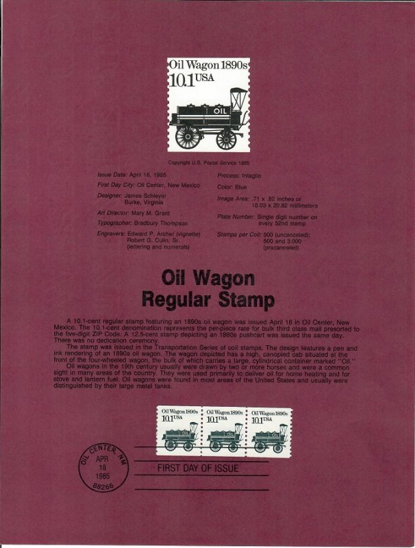 US SP682 Oil Wagon Souvenir Page #2130