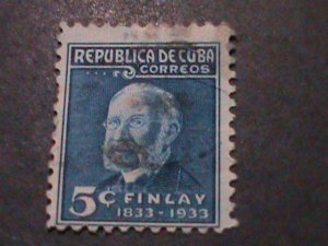 CUBA-1934--SC#320 SH192-DR. CARLOES J. FINLAY FANCY CANCEL-VF 93-YEARS OLD