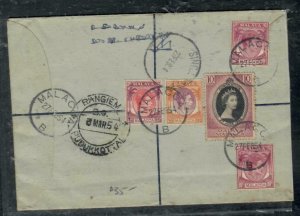 MALAYA MALACCA COVER (P2908B) 1954 KGVI 10CX2+25C+35C+QE CORONATION REG TO INDIA 