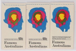 AUSTRALIA 1970 Famous Australians 60c (2 diff) & $1.20. MNH **. Pfr B133-35. (3)
